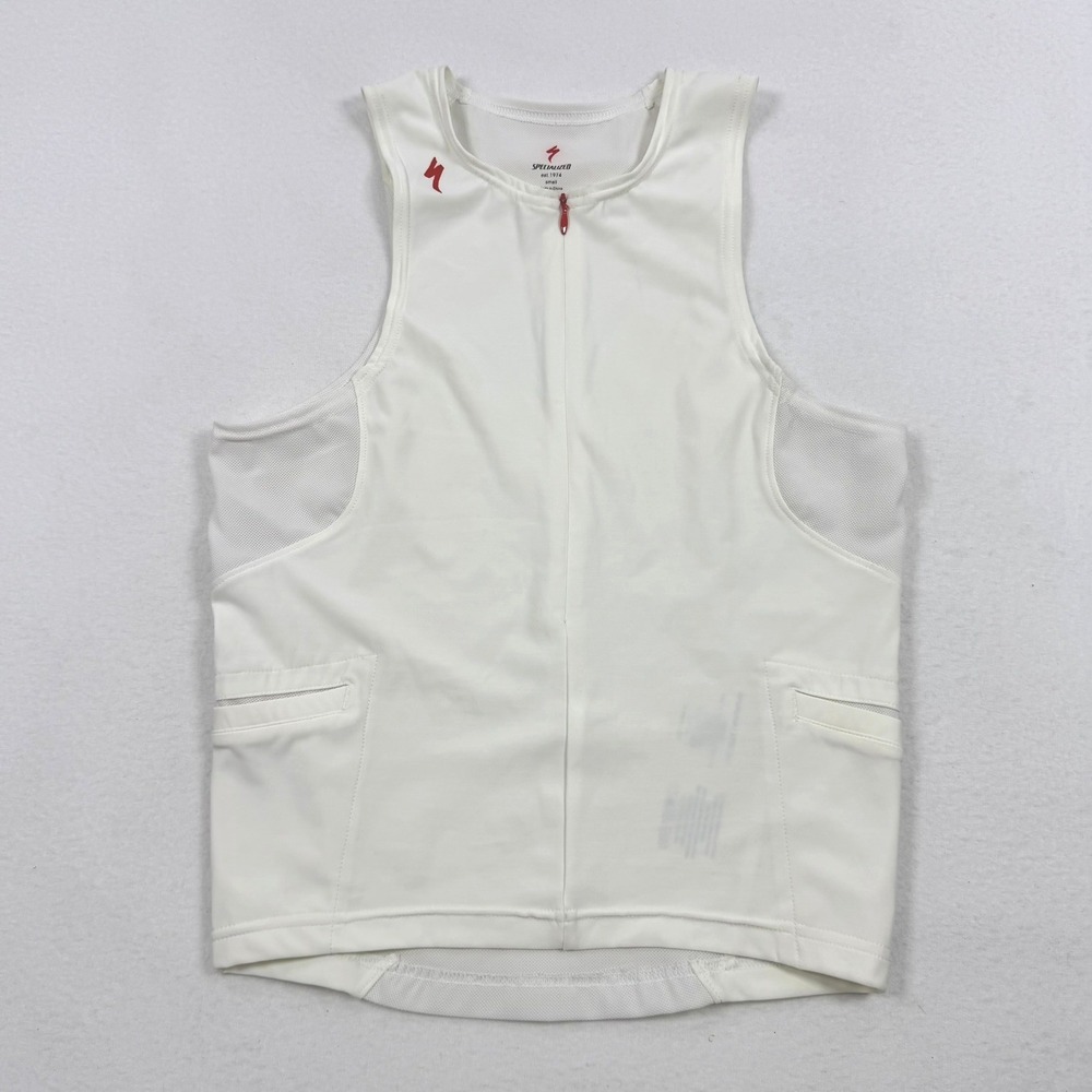 Specialized Women White Sleeveless Cycling Base Layer Vest Mesh Back Small